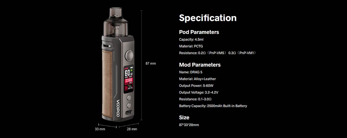 VOOPOO DRAG S 60W Mod Pod Kit | Bay Vape Canada