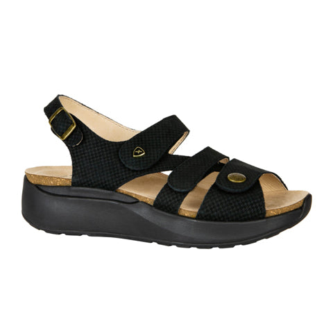 Pest Grundig Hula hop Ladies' Mykonos Embossed Leather Sandal in Black – Tenni Moc's Shoe Store