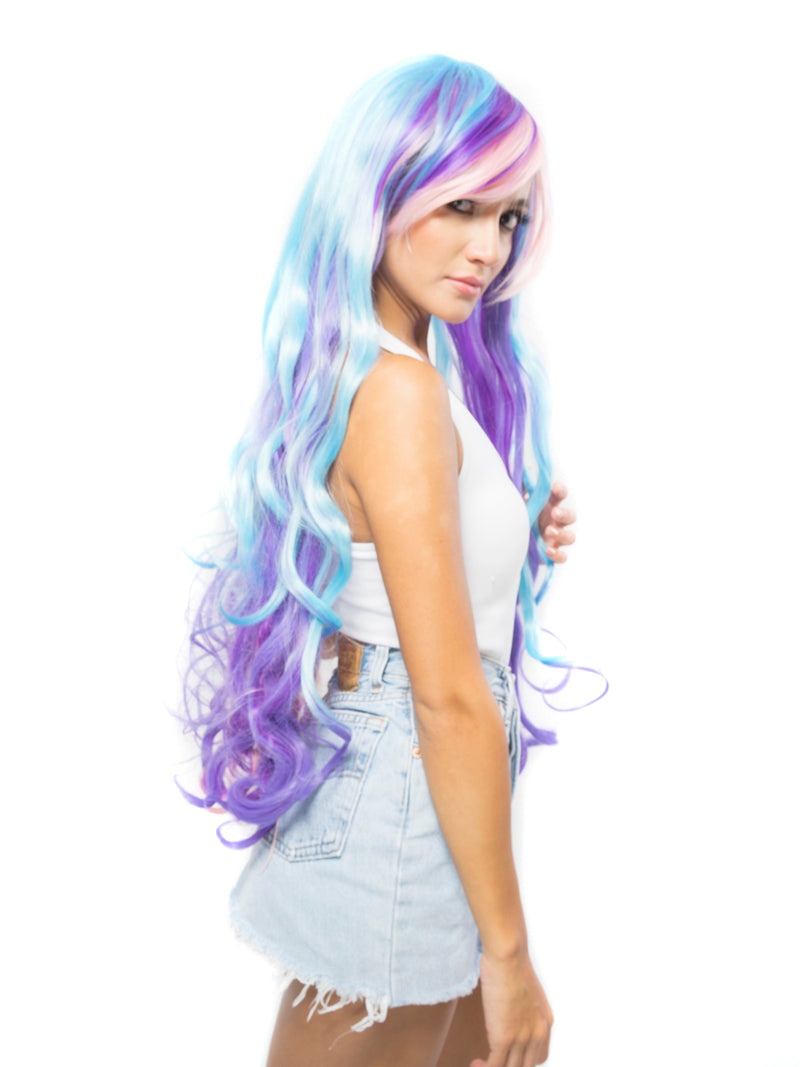 pastel multi coloured wig