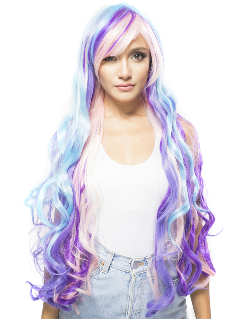 pastel multi coloured wig