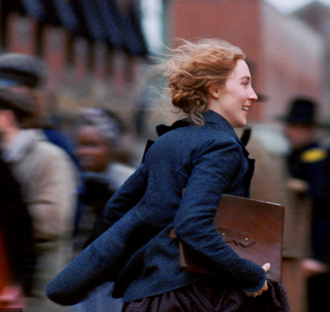 Saoirse Ronan in Greta Gerwig's Little Women running through New York 
