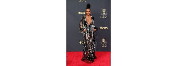 Taraji Henson black sequined Elie Saab gown red carpet fashion Emmys