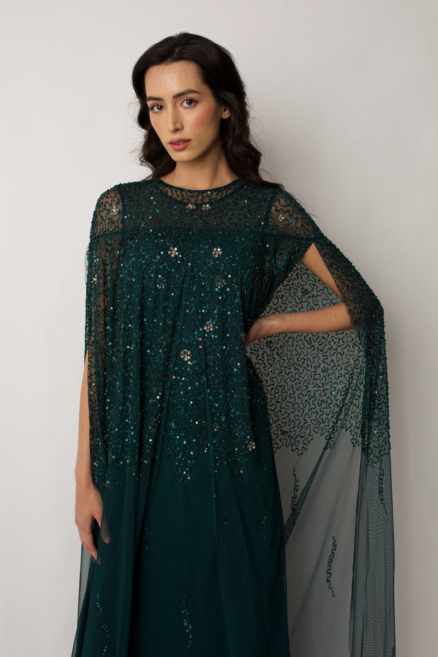 Green Emilia Cape Dress – Raishma