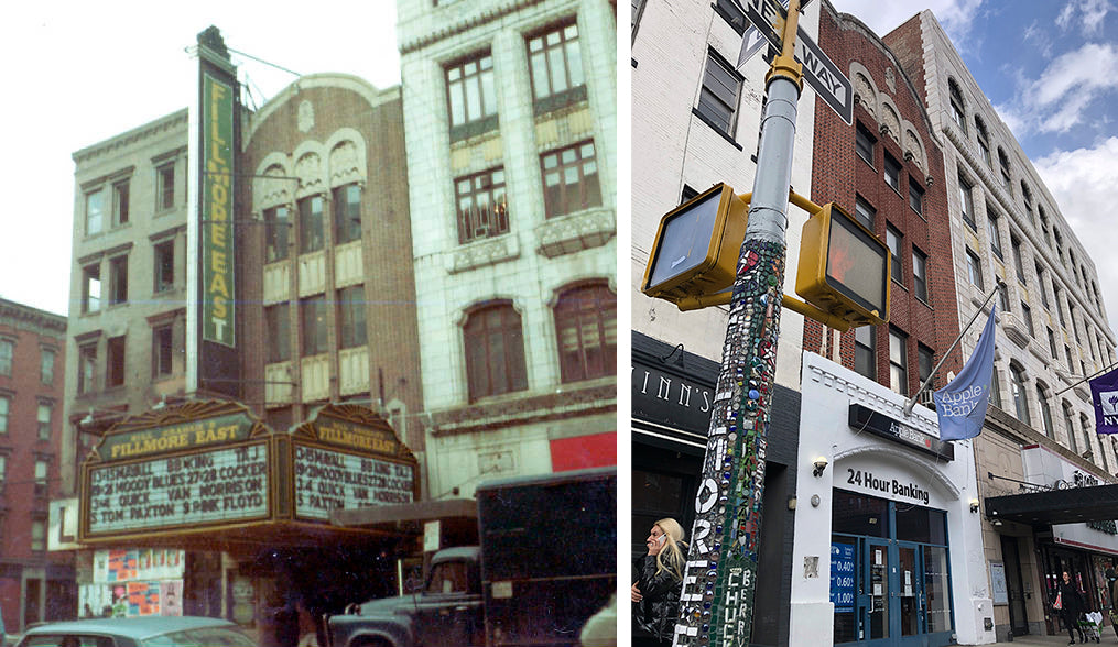 ic: The FIllmore East location in 1970 and 2022