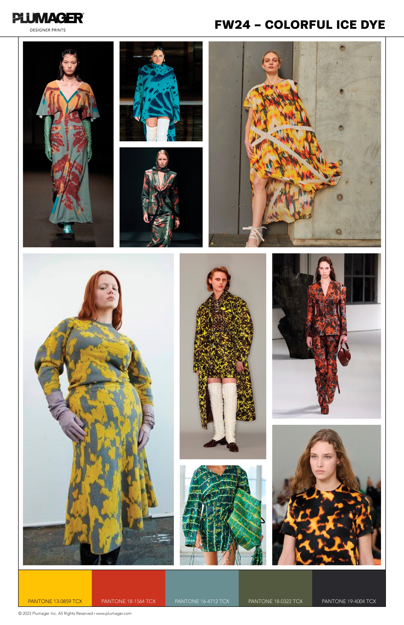 FW24 Print Textile Color Trend Report - Colorful Ice Dye