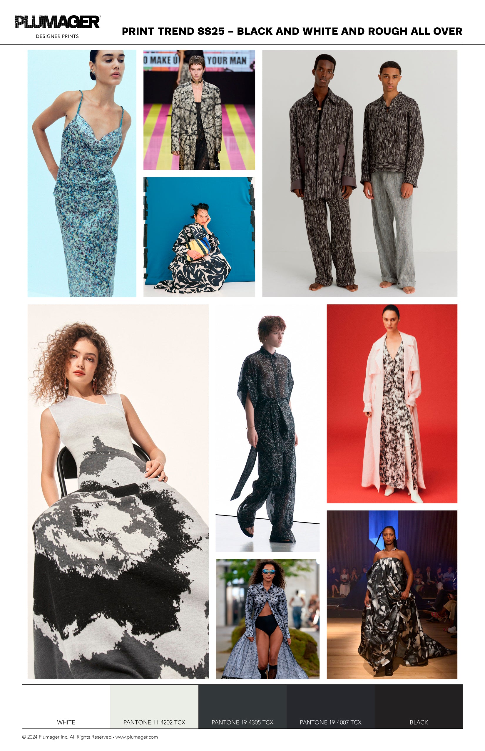 SS25 Print Textile Color Trend Report - Black and White and Rough All Over