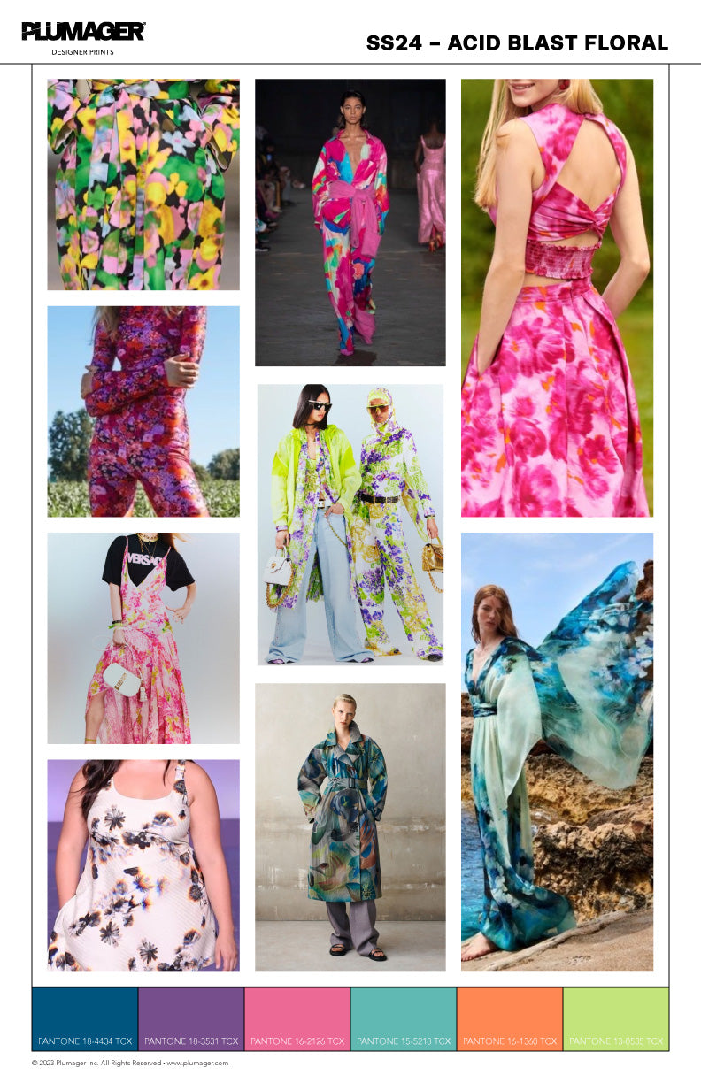 SS24 Print Textile Trend Report - Acid Blast Florals