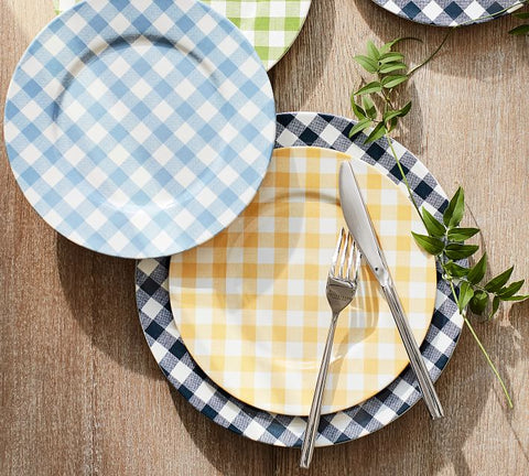 ic:Gingham Dinner Plates, Pottery Barn