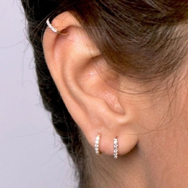 diamond hoop cartilage earrings