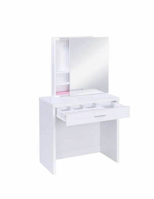 Glam White Makeup Vanity And Stool Elevated Furniture