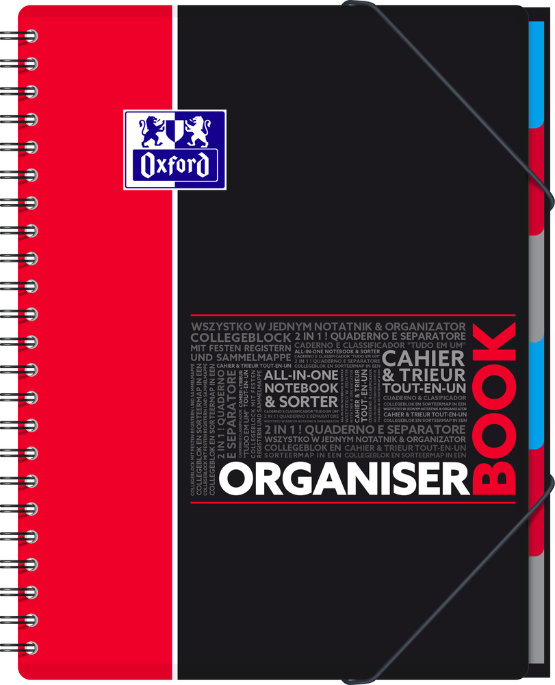 OXFORD ORGANISERBOOK CAHIER POLYPRO AVEC TRIEUR INTEGRE 160 PAGES 90 g  245x310 SEYES ETUDIANT