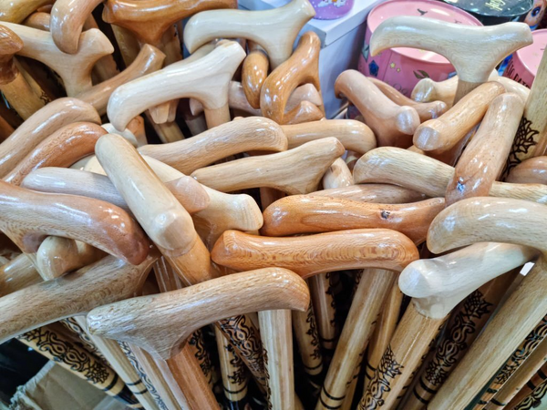 Techniques for carving and inlaying of wooden walking canes