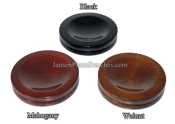 piano caster cups walnut mahogany and black finishes