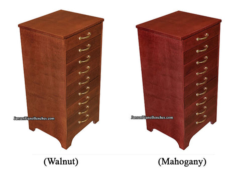 sheet music storage cabinet walnut and mahogany finishes