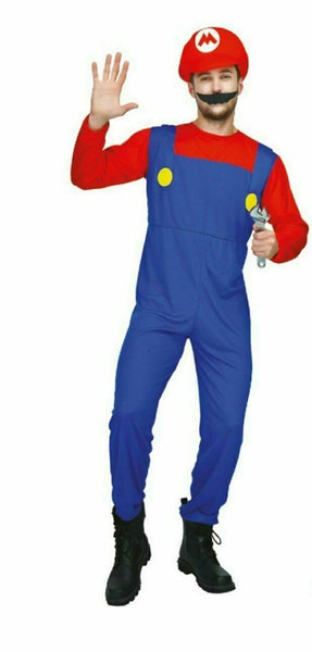 Plumber Mario Bros Luigi Dress Up Book Week Halloween Mens Costume