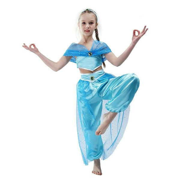 Girls Arabian Genie Aladdin Belly Costume Princess Disney Book Week Fancy  Dress