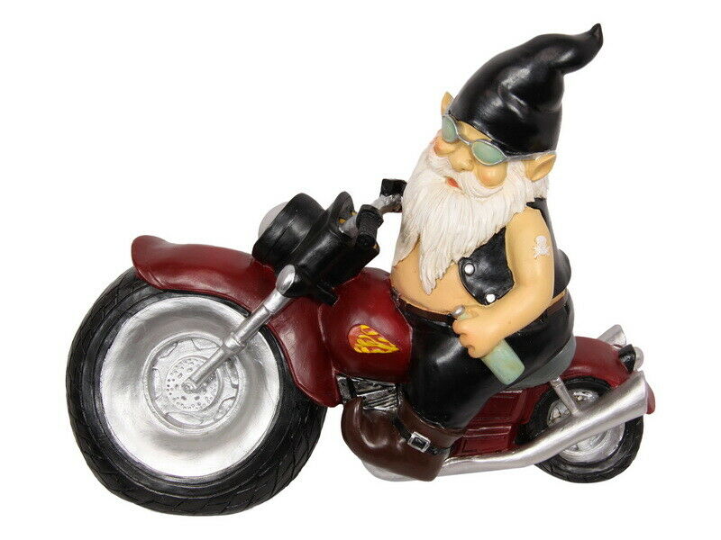 Download 33cm Bad Biker Gnome Bone Tattoo Bike Outfitted Garden Ornament Figuri Crazy Costume Deals