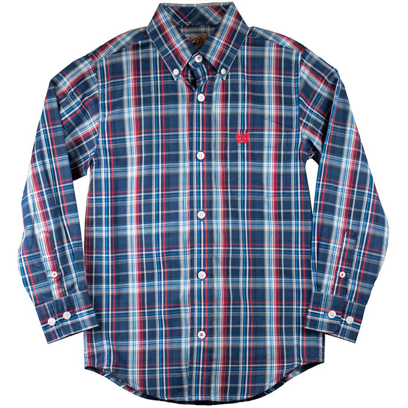 Cinch Boys' Match Dad Plaid Button-Down Shirt