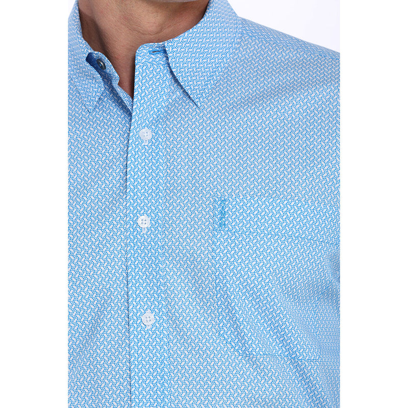 Cinch Blue & White Basketweave Print Mens Shirt