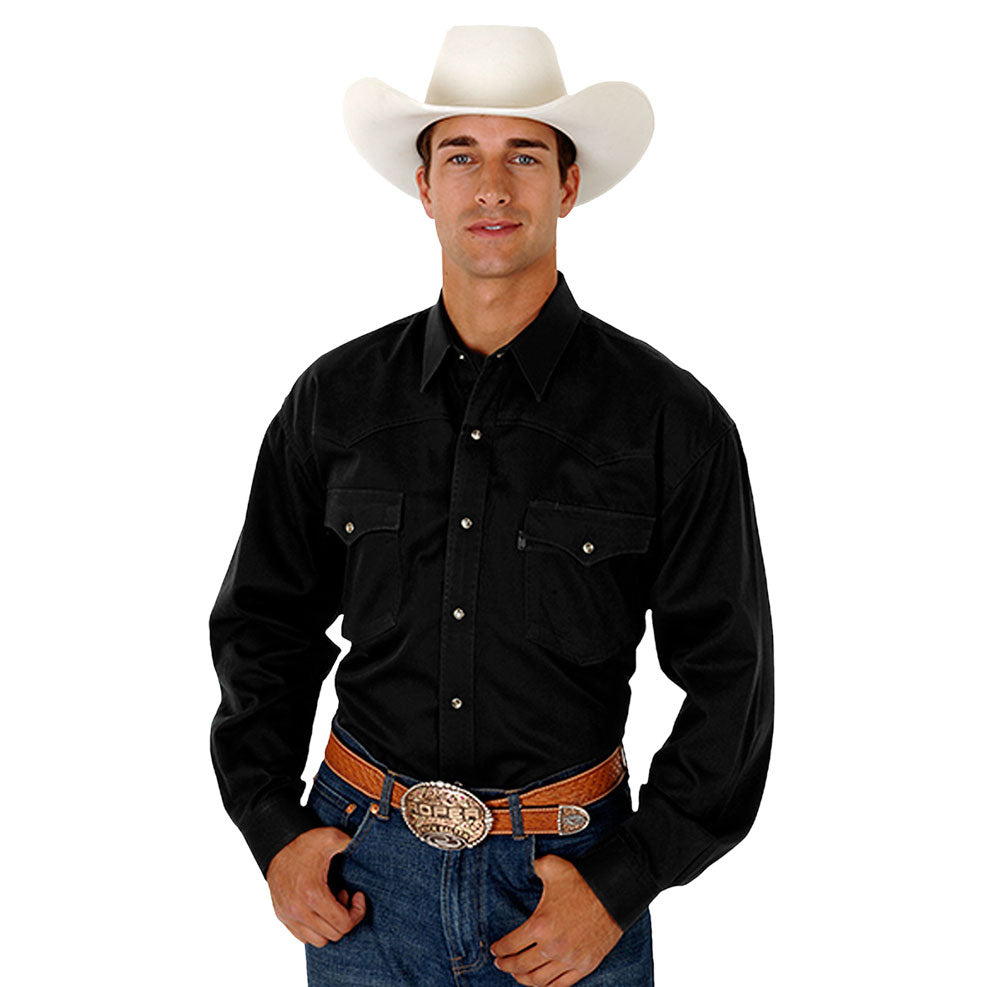Roper Solid Black Western Shirt | Men's Long Sleeve Shirts | Lammle's