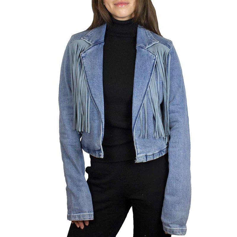 Rock & Roll Denim Women's Fringe Jean Jacket