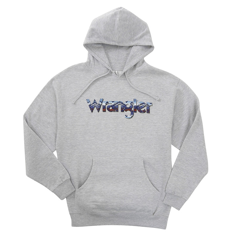 Wrangler Men's Aztec Logo Grey Hoodie | Lammle's