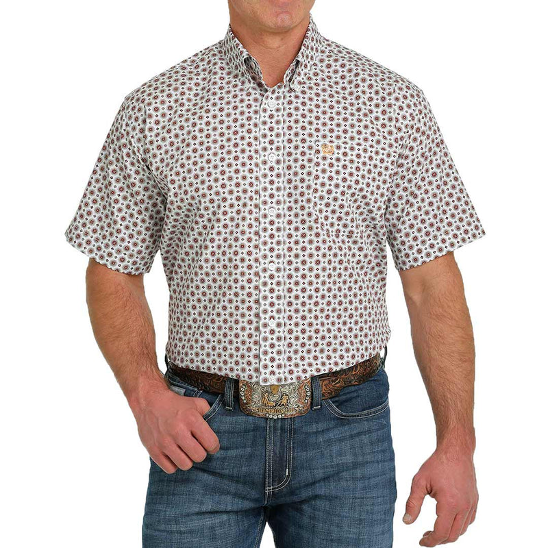 Cinch Men's Short Sleeve Medallion Print Button-Down Shirt