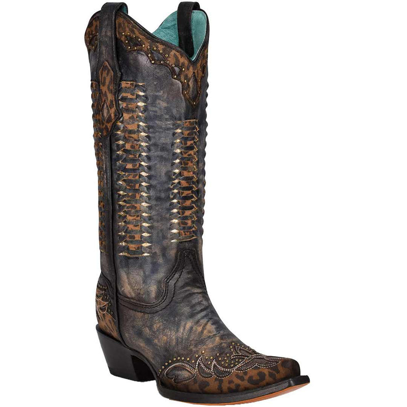 Corral Boot Co. Women's Leopard Weaved Cowgirl Boots