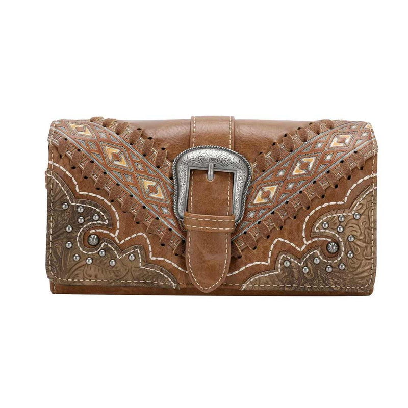 Montana West Buckle Collection Tooled Wallet