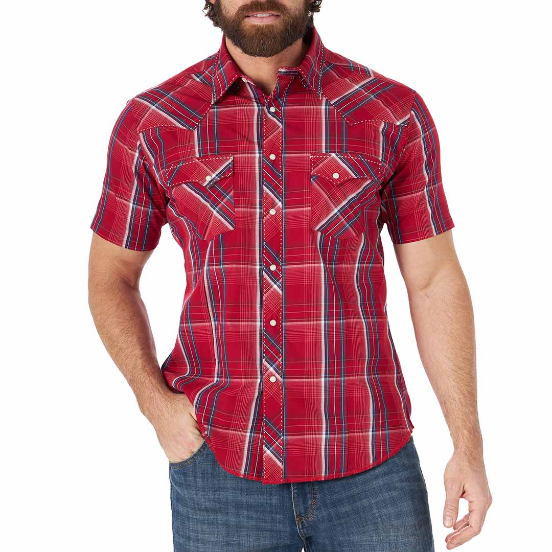 Wrangler Men's Short Sleeve Plaid Snap Shirt | Lammle's