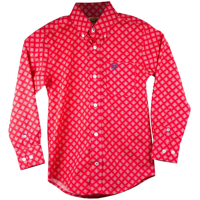 Cinch Boys' Diamond Print Button-Down Shirt