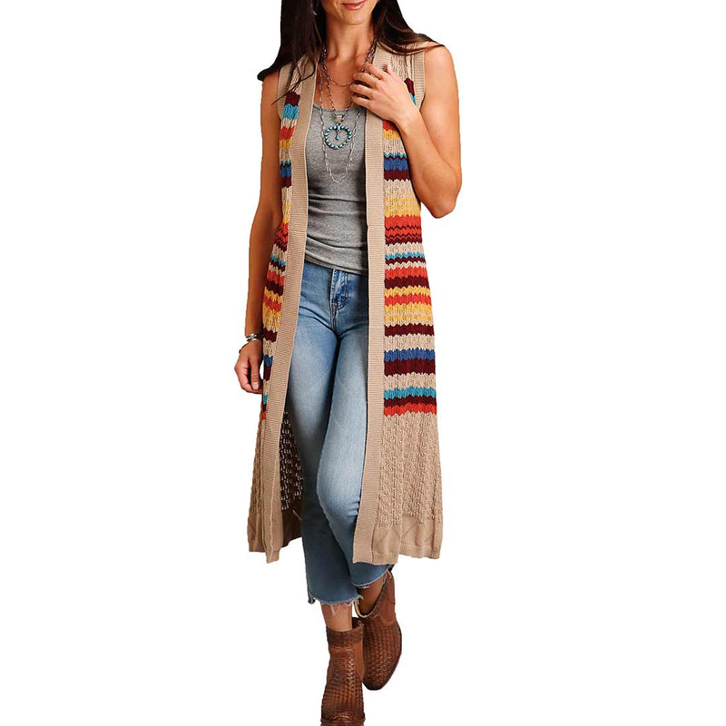 Stetson Women's Crochet Stripe Duster Vest