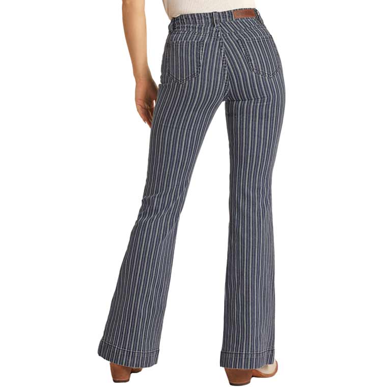Rock & Roll Denim Women's High Rise Extra Stretch Stripe Trouser Jeans