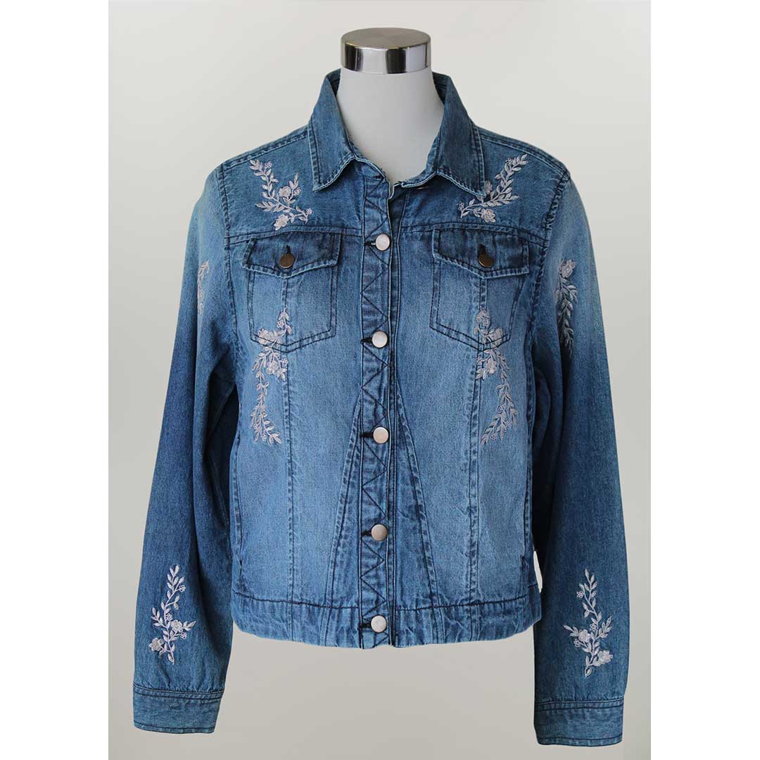 Keren Hart Women's Floral Embroidered Jean Jacket | Lammle's