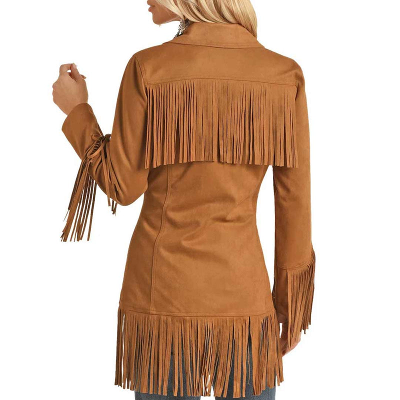 Powder River Outfitters Women's Fringe Micro Suede Snap Jacket