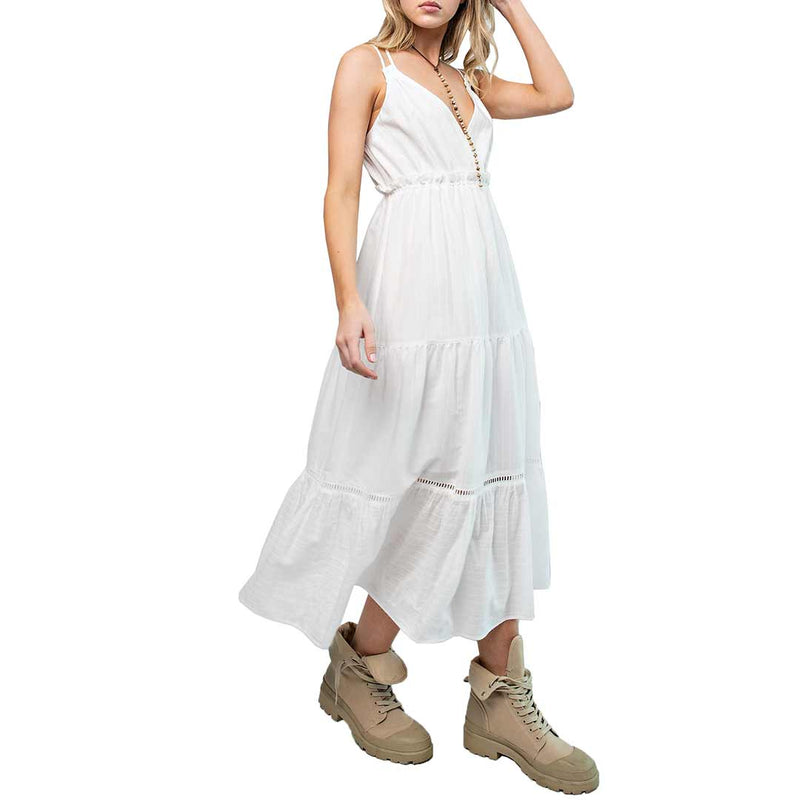 Easel Women's Sleeveless Tiered Maxi Dress