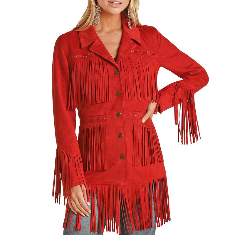 Powder River Outfitters Women's Fringe Micro Suede Snap Jacket