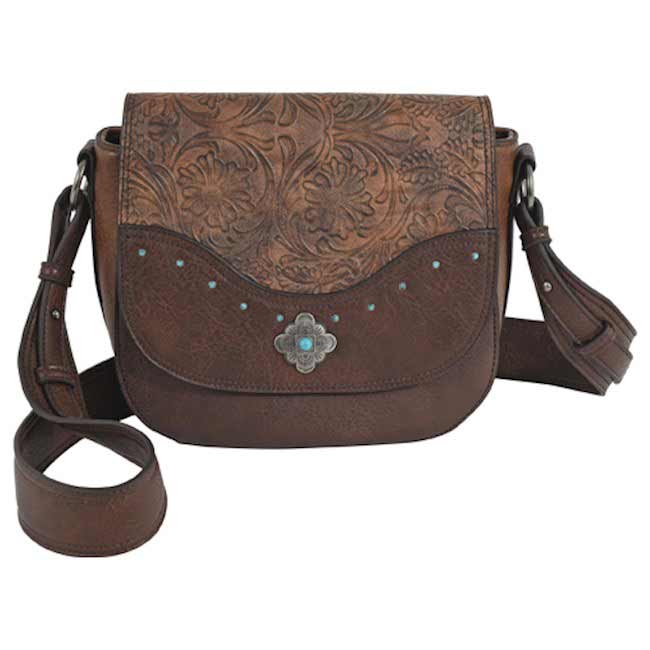 Justin Tooled Pattern with Conchos Saddle Bag