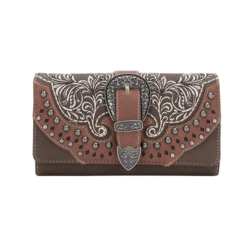 Montana West Buckle Collection Embroidered Wallet