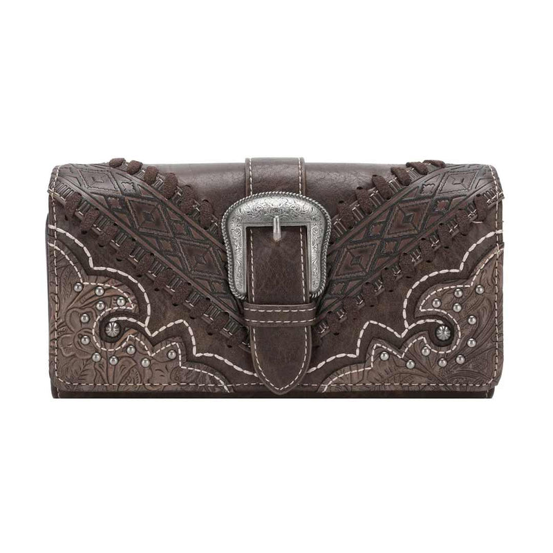 Montana West Buckle Collection Tooled Wallet