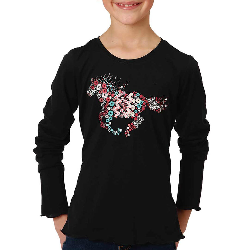 Roper Girl's Abstract Horse Graphic T-shirt