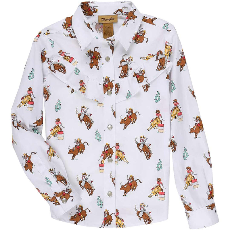 Wrangler Girls' Horse Print Snap Shirt