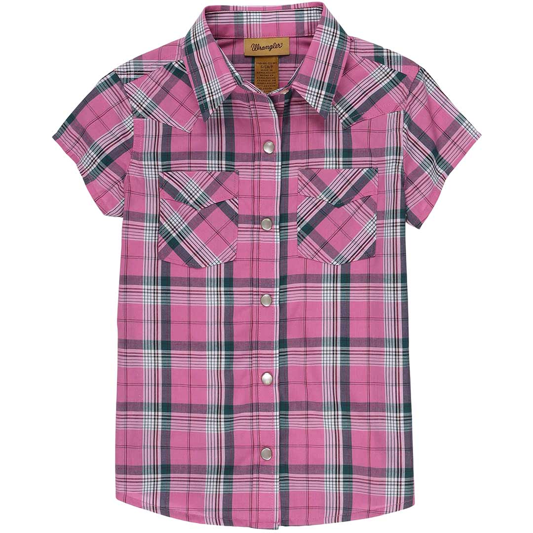 Wrangler Girls' Short Sleeve Plaid Snap Shirt | Lammle's