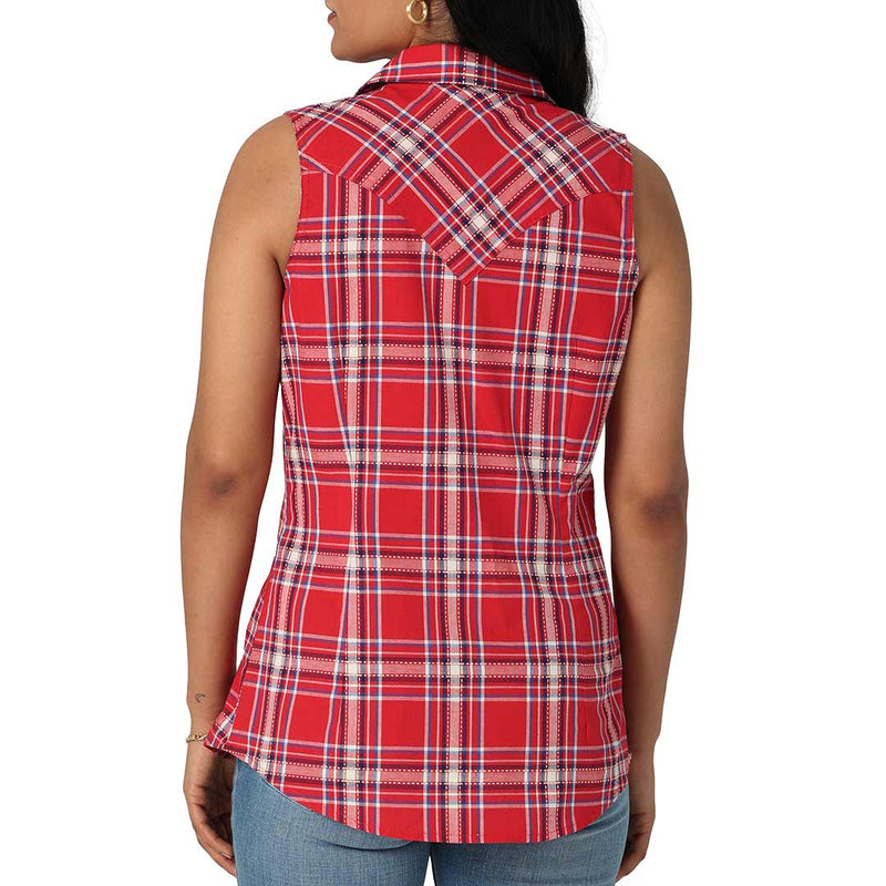 Wrangler Women's Retro Sleeveless Plaid Snap Shirt