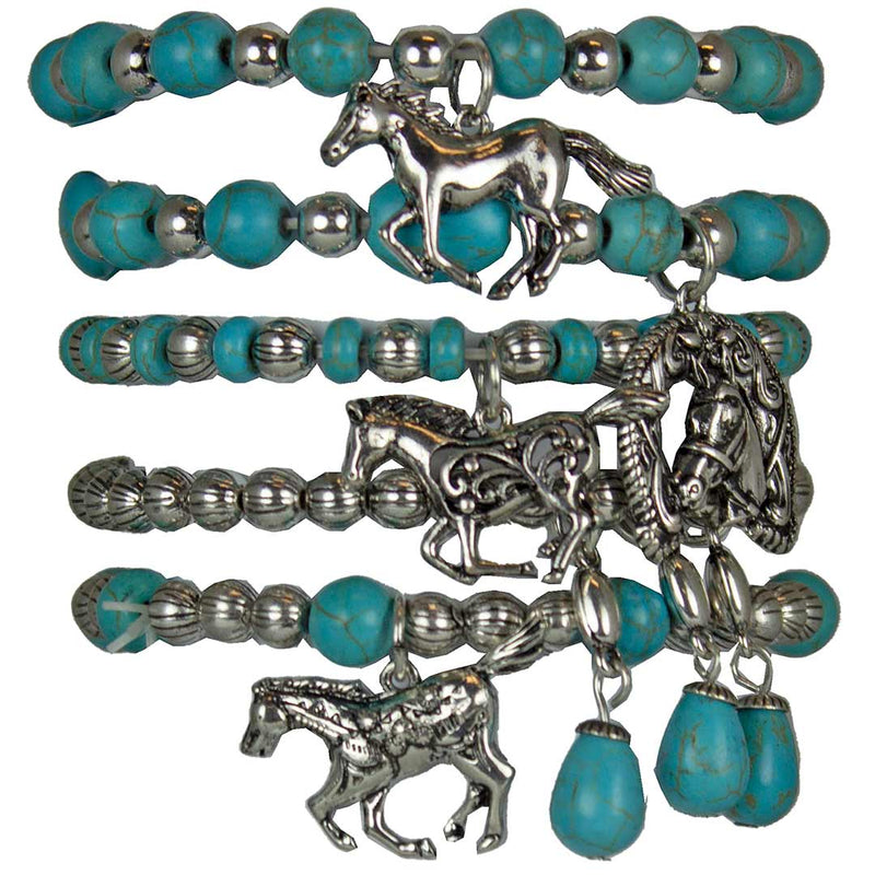Wyo-Horse Women's Stackable Horse Charm Bracelets