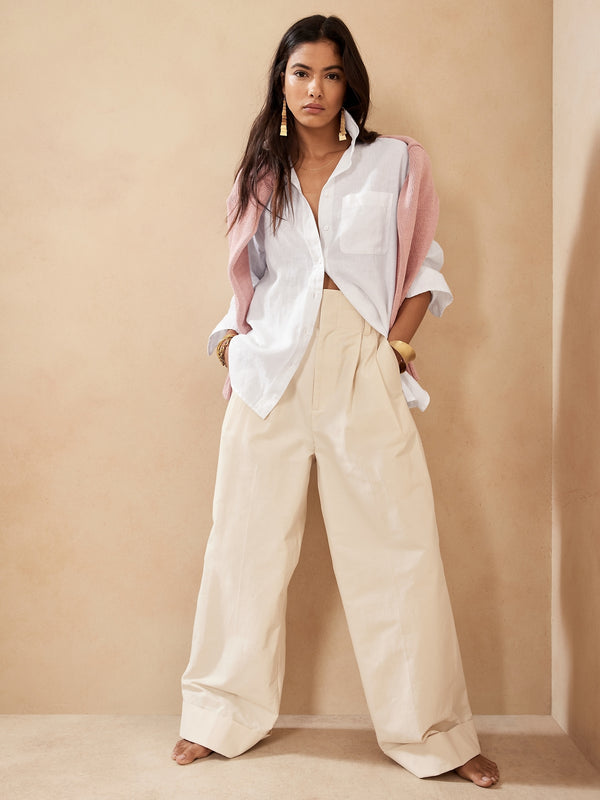 Carmel Pleated Wide-Leg Pant