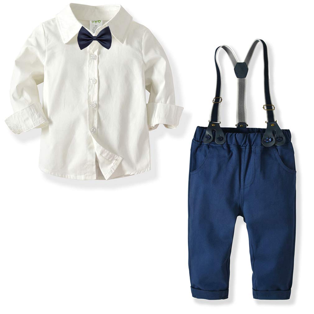 Bow Tie Decor Shirt and Suspender Pants Set | zoerea.com