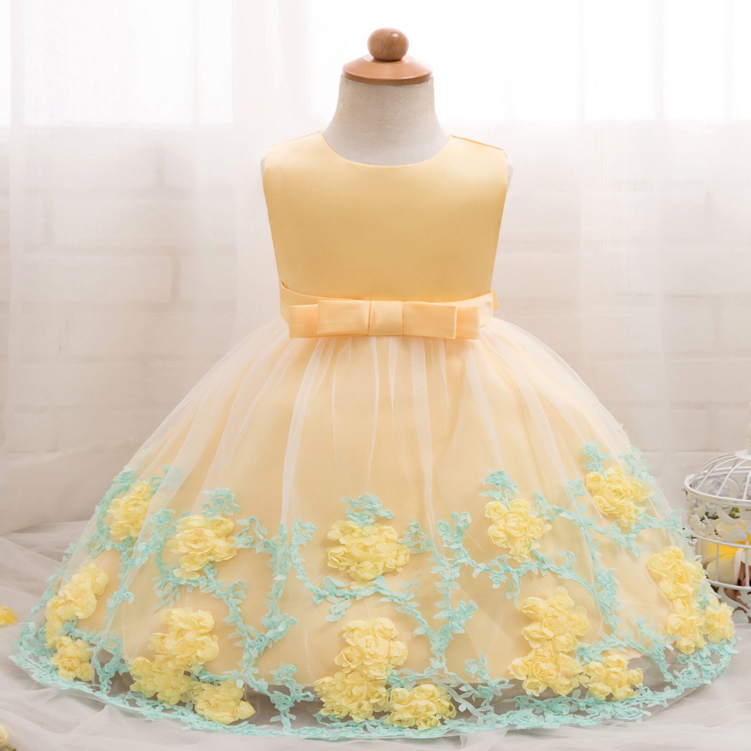 yellow gown for baby girl