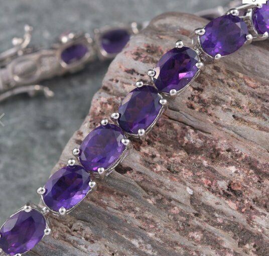 Purple Gemstone Amethyst Crystal Bracelet for Women Men Natural Healing
