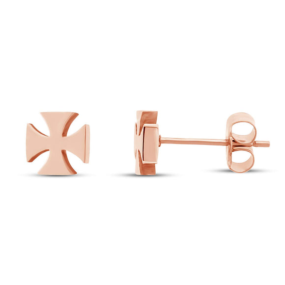 atjewels Cross Stud Earrings in 14k Rose Gold Plated on 925 Sterling Silver For Women's MOTHER'S DAY SPECIAL OFFER - atjewels.in